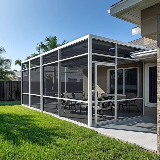 Insulated patio screen enclosure installation for covered outdoor seating in Clermont, FL